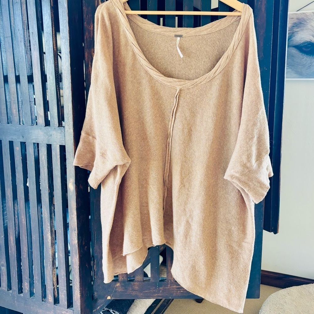 FREE PEOPLE Camel Knit Oversized Sweater - Picture 5 of 12